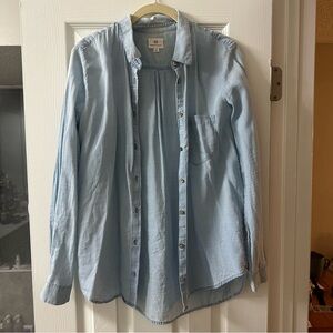 Gently worn AG light blue button down shirt